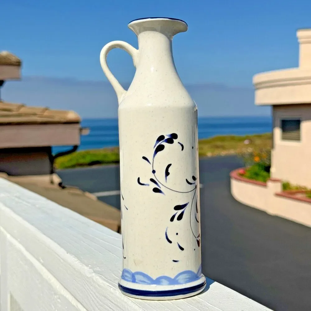 Italian Ceramic Olive Oil Bottle Set‎ Bird Figurines Kitchen Decor Hand Painted